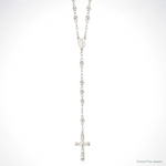 Sterling Silver Polished Rosary 26 inch Necklace - Lifestyle View