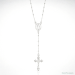 Sterling Silver Polished Rosary 18 inch Necklace - Lifestyle View