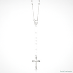 Sterling Silver Polished Crucifix Rosary 18 inch Necklace - Lifestyle View