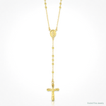Sterling Silver Flash Gold-plated Polished Crucifix Rosary 18 inch Necklace - Lifestyle View