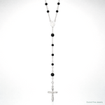 Sterling Silver Polished Black Onyx Rosary Necklace - Lifestyle View