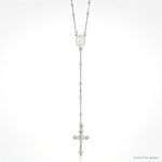 Sterling Silver Rhodium-plated Polished Beaded Rosary 24 inch Necklace - Lifestyle View