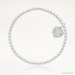 Sterling Silver CZ Heart Stretch Bracelet - Lifestyle View