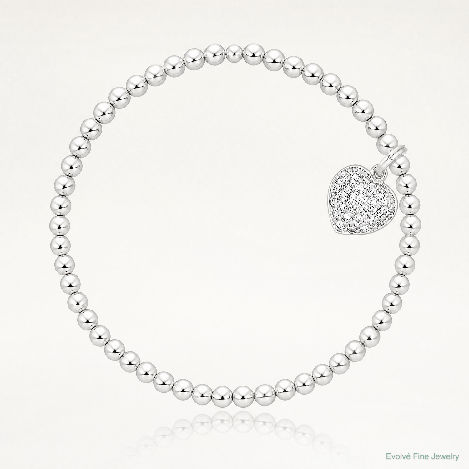 Sterling Silver CZ Heart Stretch Bracelet - Lifestyle View