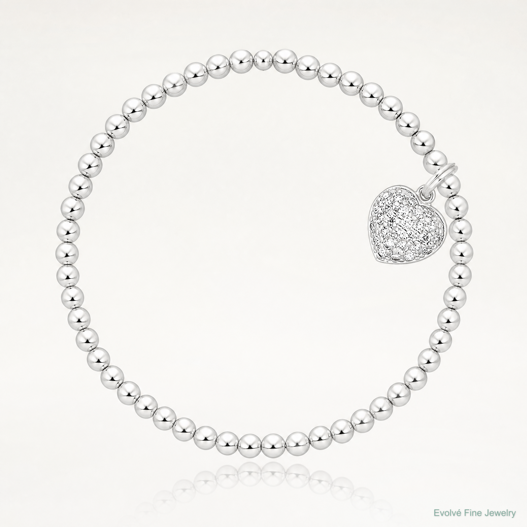 Sterling Silver CZ Heart Stretch Bracelet - Lifestyle View