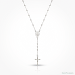 Sterling Silver Polished and Beaded Rosary Necklace - Lifestyle View