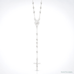 Sterling Silver Polished and Beaded Rosary Necklace - Lifestyle View