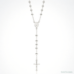 Sterling Silver Polished and Beaded Rosary Necklace - Lifestyle View