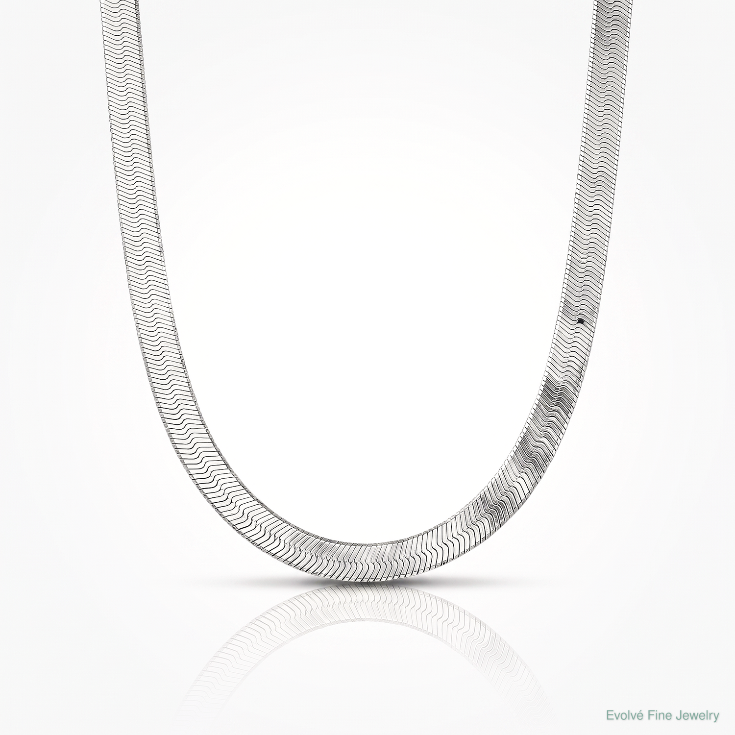 Sterling Silver Rhodium-plated 7.3mm Magic Herringbone Chain - Lifestyle View
