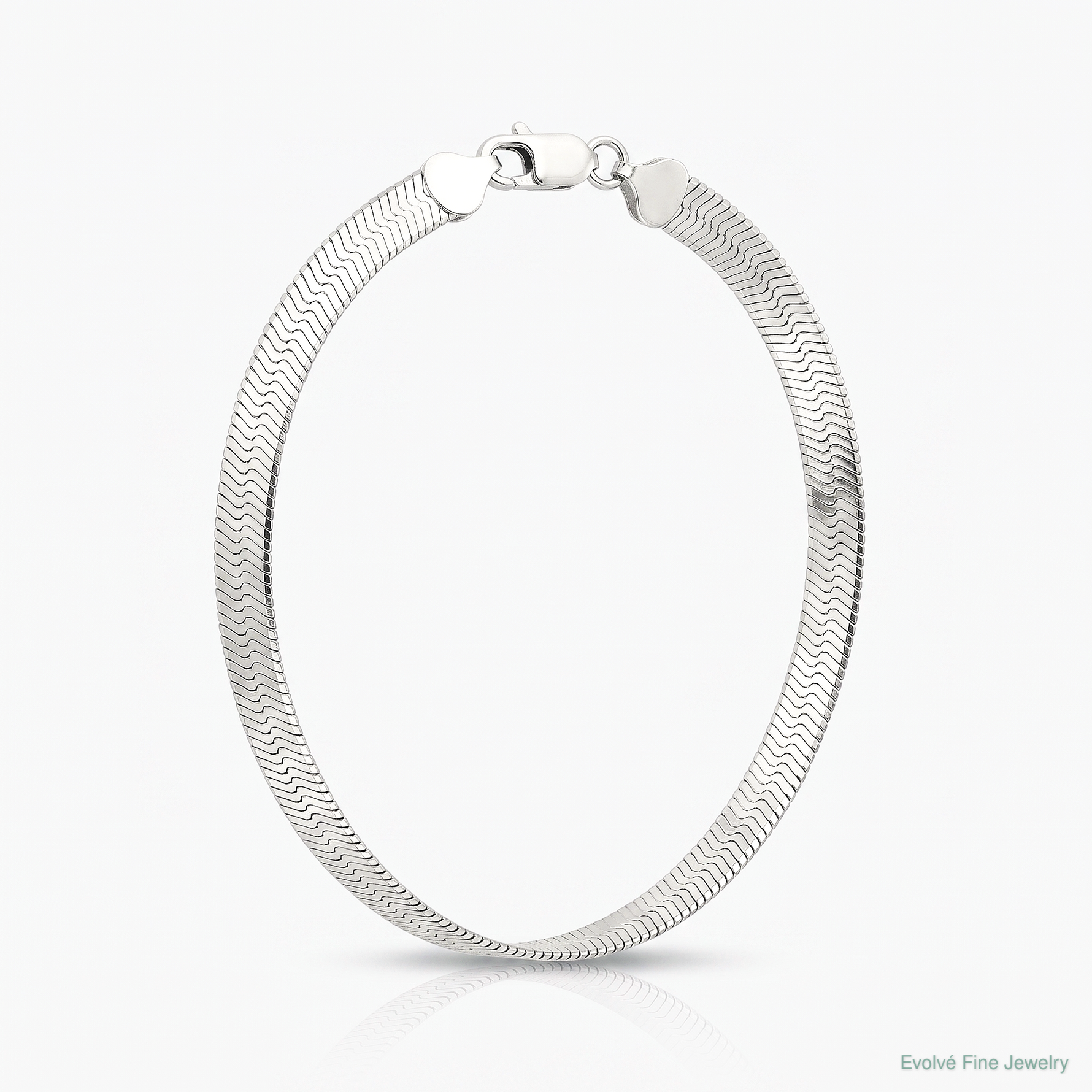 Sterling Silver Rhodium-plated 7.3mm Magic Herringbone Chain - Lifestyle View