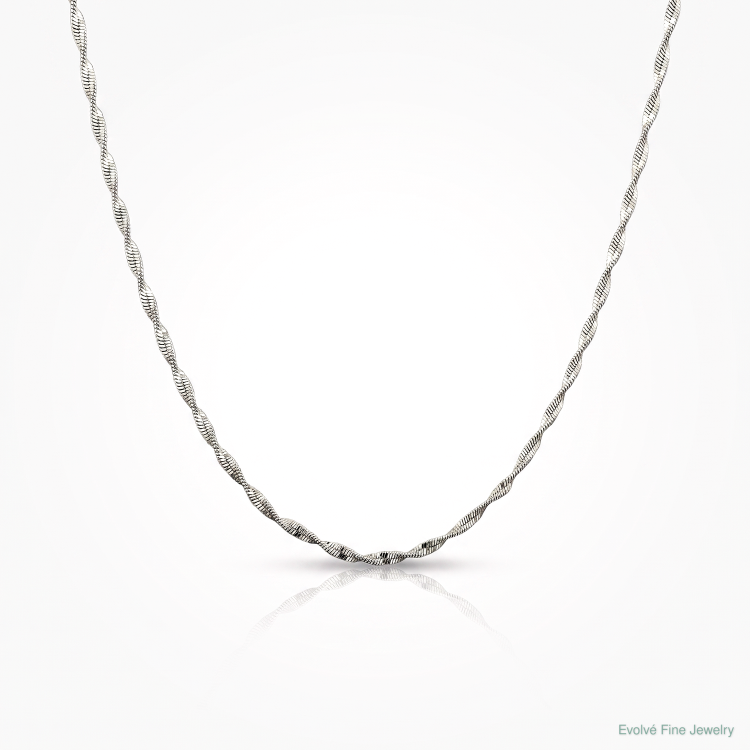 Sterling Silver 2mm Twisted Herringbone Chain - Lifestyle View