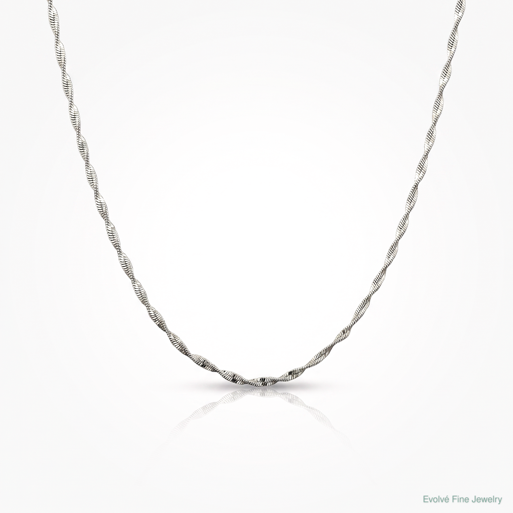 Sterling Silver 2mm Twisted Herringbone Chain - Lifestyle View