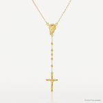 Sterling Silver Gold-plated Polished Bead Rosary 18 inch Necklace - Lifestyle View