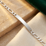 Sterling Silver 7inch Engraveable Figaro Link ID Bracelet - Lifestyle View