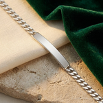 Sterling Silver Polished Engraveable Curb Link ID Bracelet - Lifestyle View