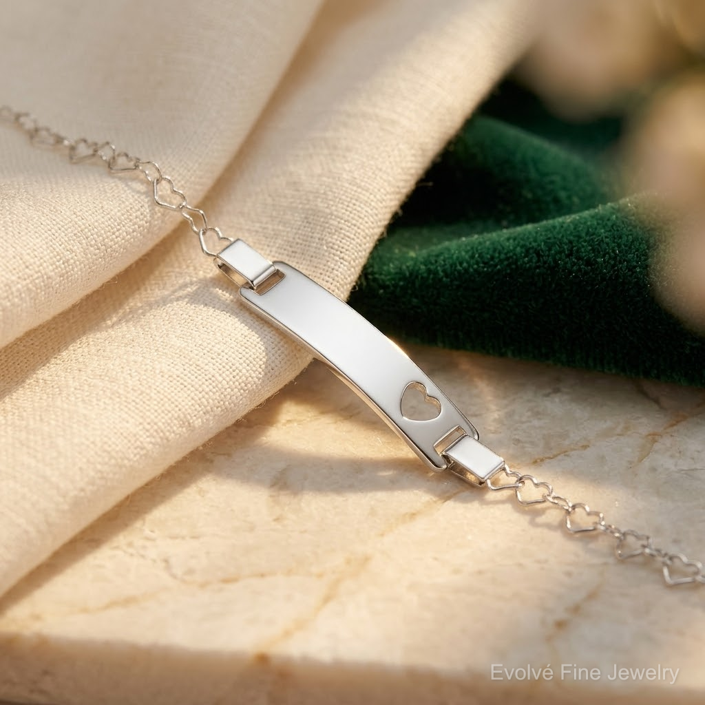 Sterling Silver Heart Baby ID Bracelet - Lifestyle View
