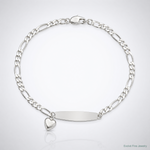 Sterling Silver Polished Figaro ID Heart Dangle Bracelet - Lifestyle View