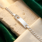 Sterling Silver Baby ID with Cut-out Heart Bracelet - Lifestyle View