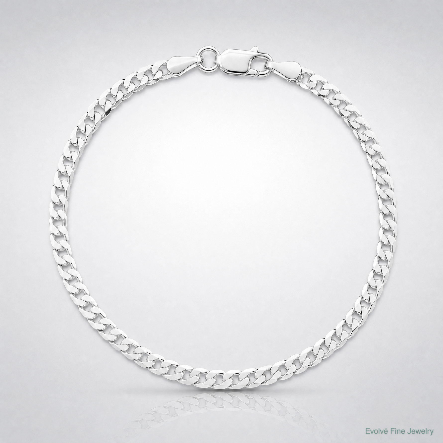 Sterling Silver Rhodium-plated 3.15mm Flat Curb Chain - Lifestyle View