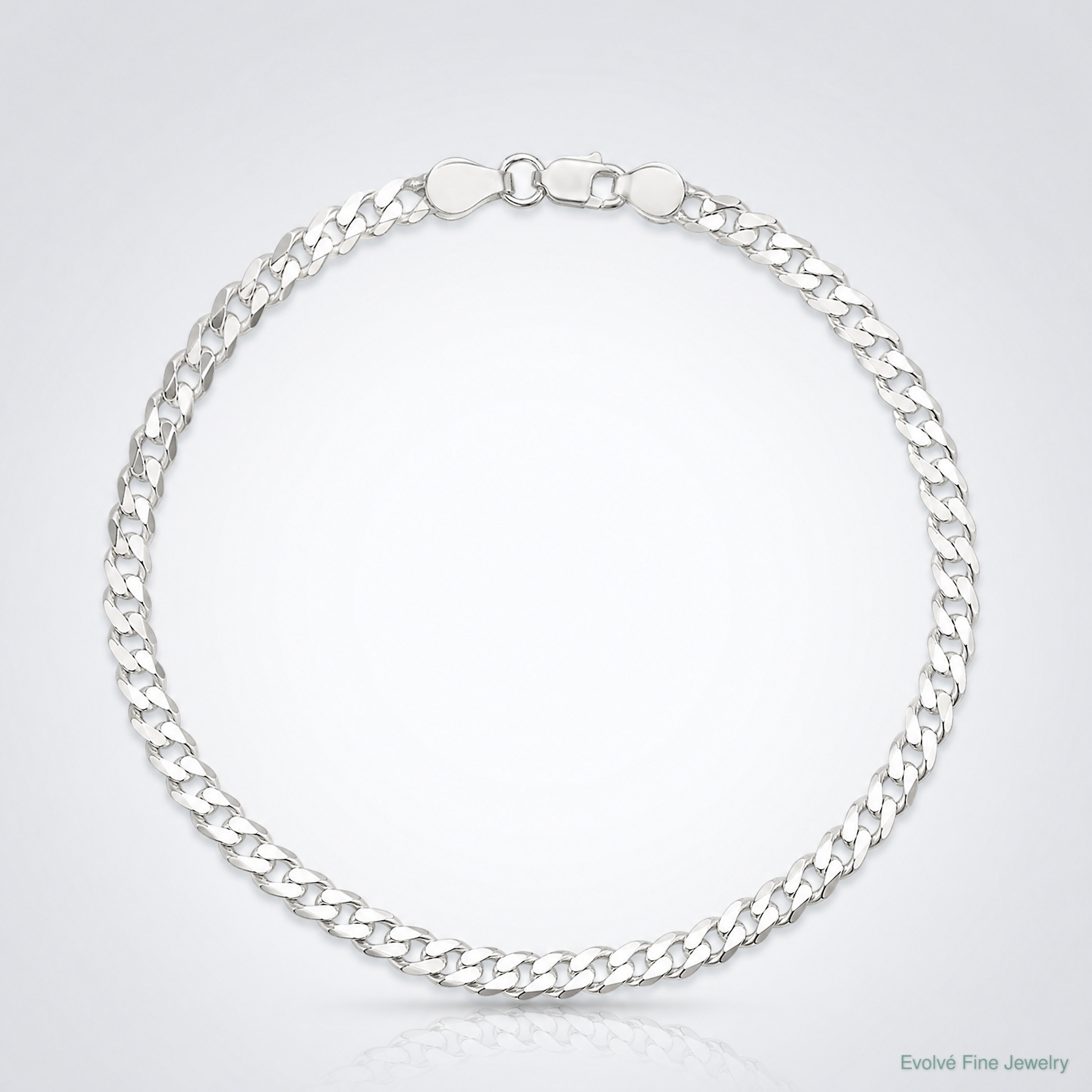 Sterling Silver 3.8mm Flat Curb Chain - Lifestyle View