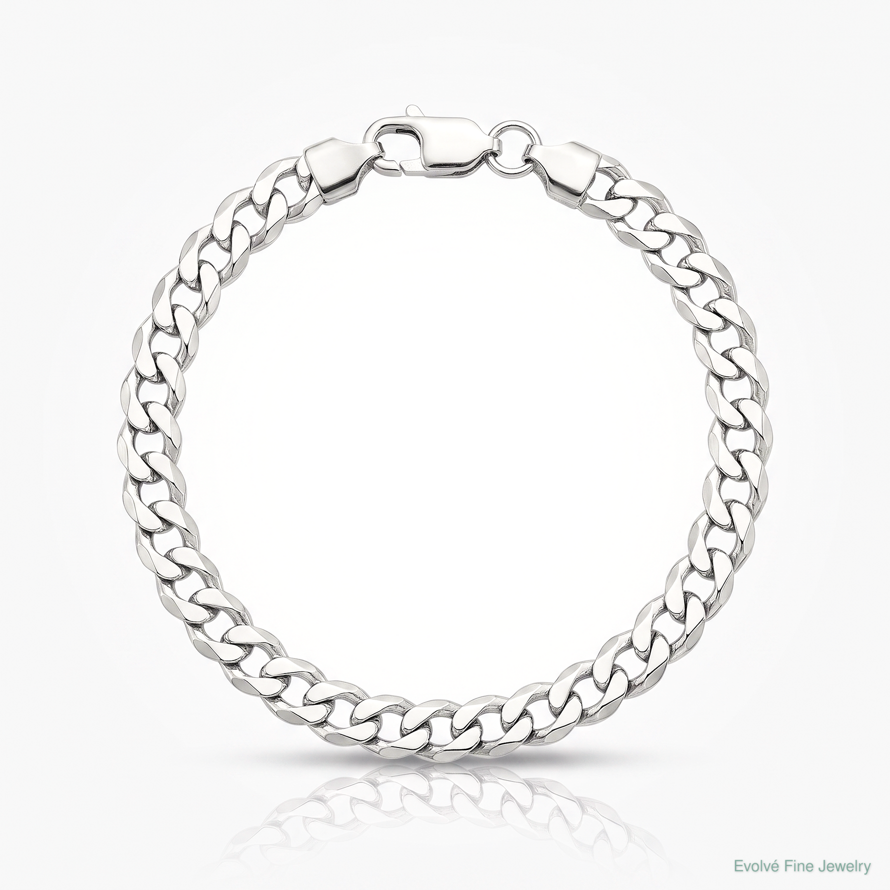 Sterling Silver Rhodium-plated 5.75mm Flat Curb Chain - Lifestyle View