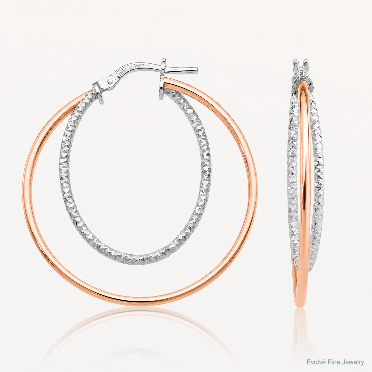 Leslie's Sterling Silver Rose-tone D/C Hoop Earrings - Lifestyle View