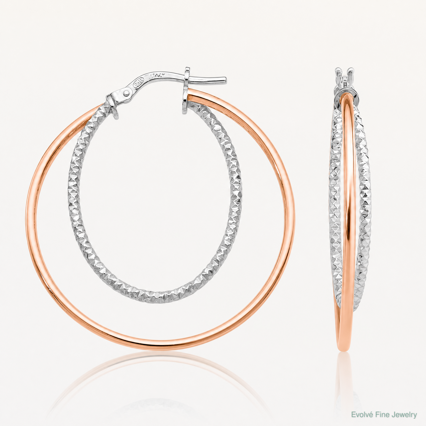 Leslie's Sterling Silver Rose-tone D/C Hoop Earrings - Lifestyle View