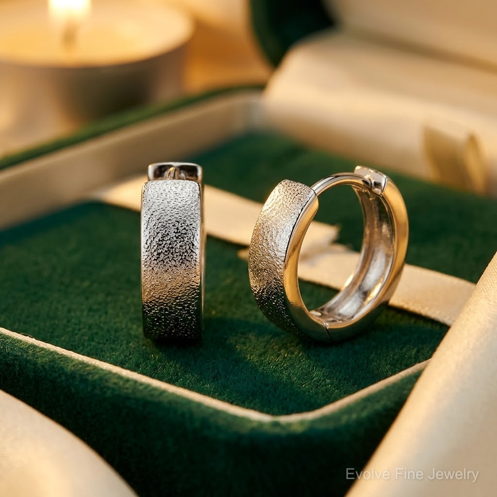 Leslie's SS RH-plated Radiant Essence Textured Huggie Hoop Earrings - Lifestyle View