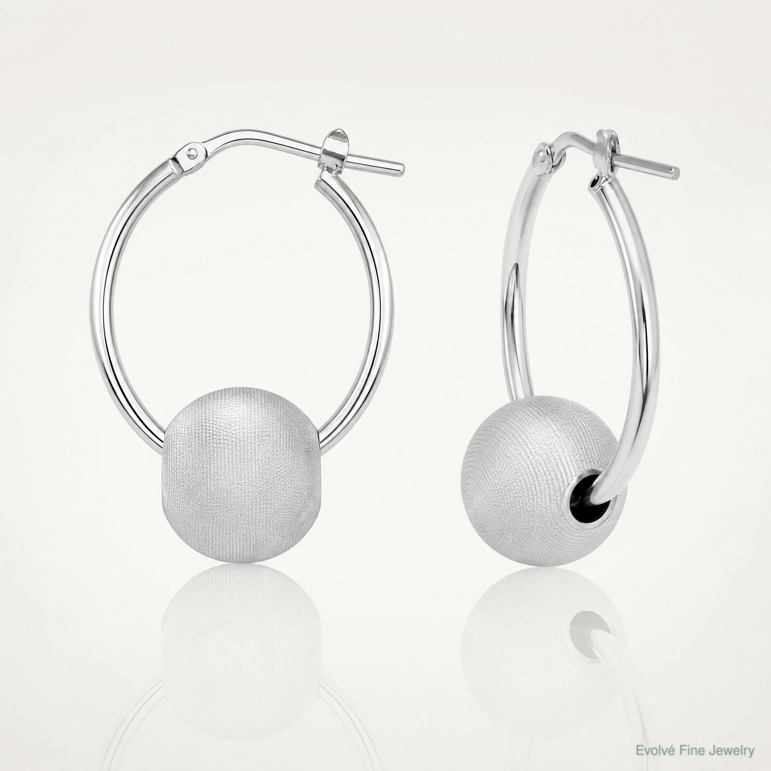 Leslie's SS RH-plated Radiant Essence Brushed & Polished Hoop Earrings - Lifestyle View
