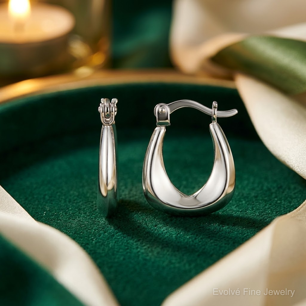 Leslie's Sterling Silver Rhodium-plated Huggie Earrings - Lifestyle View