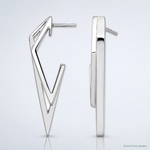 Leslie's Sterling Silver Rhod-plated Polished and Brushed Dangle Earrings - Lifestyle View