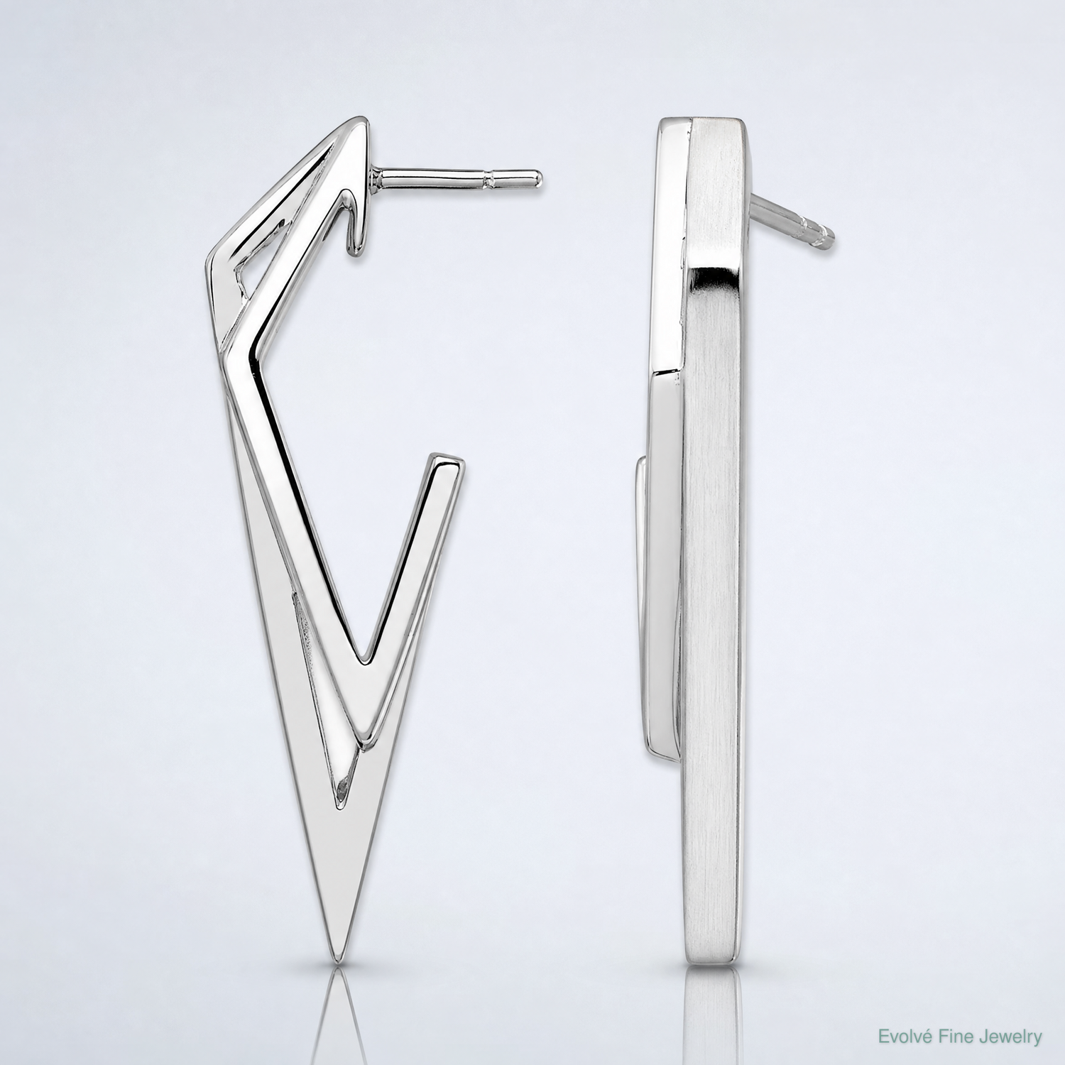 Leslie's Sterling Silver Rhod-plated Polished and Brushed Dangle Earrings - Lifestyle View