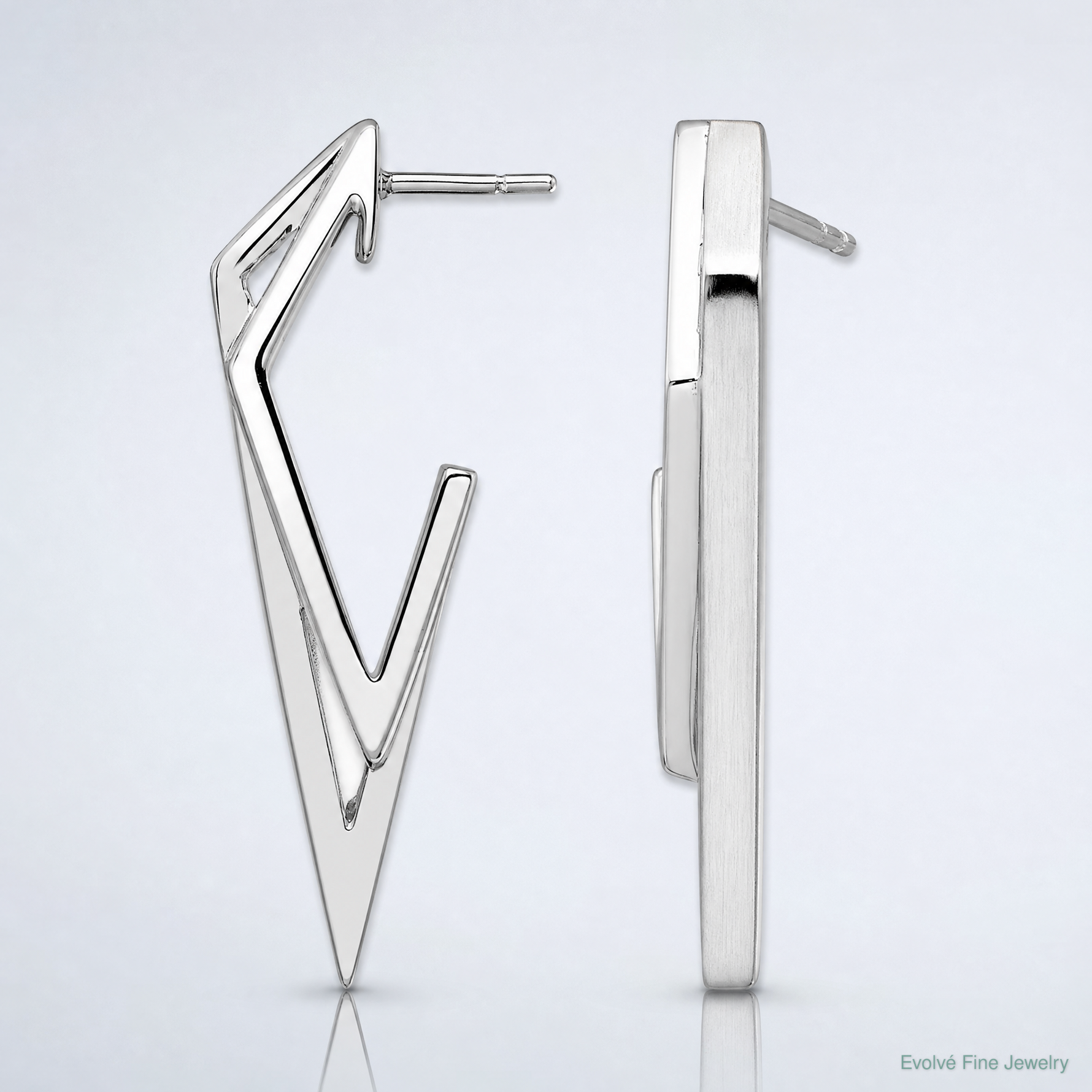 Leslie's Sterling Silver Rhod-plated Polished and Brushed Dangle Earrings - Lifestyle View