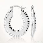 Leslie's Radiant Essence SS Rhod-plated Brushed D/C Hoop Earrings - Lifestyle View