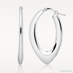Leslie's Sterling Silver Rhod-plated Polished Oval Hoop Earrings - Lifestyle View