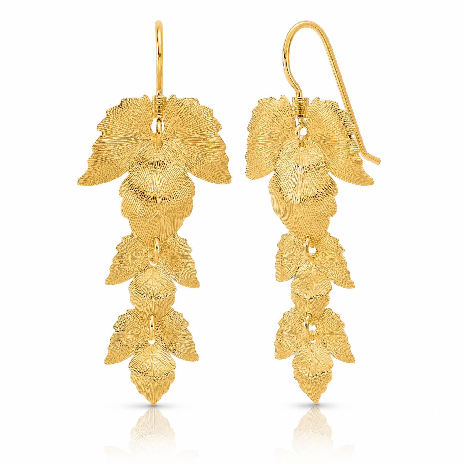 Leslie's Sterling Silver Gold-plated Etched Leaves Dangle Earrings - Lifestyle View