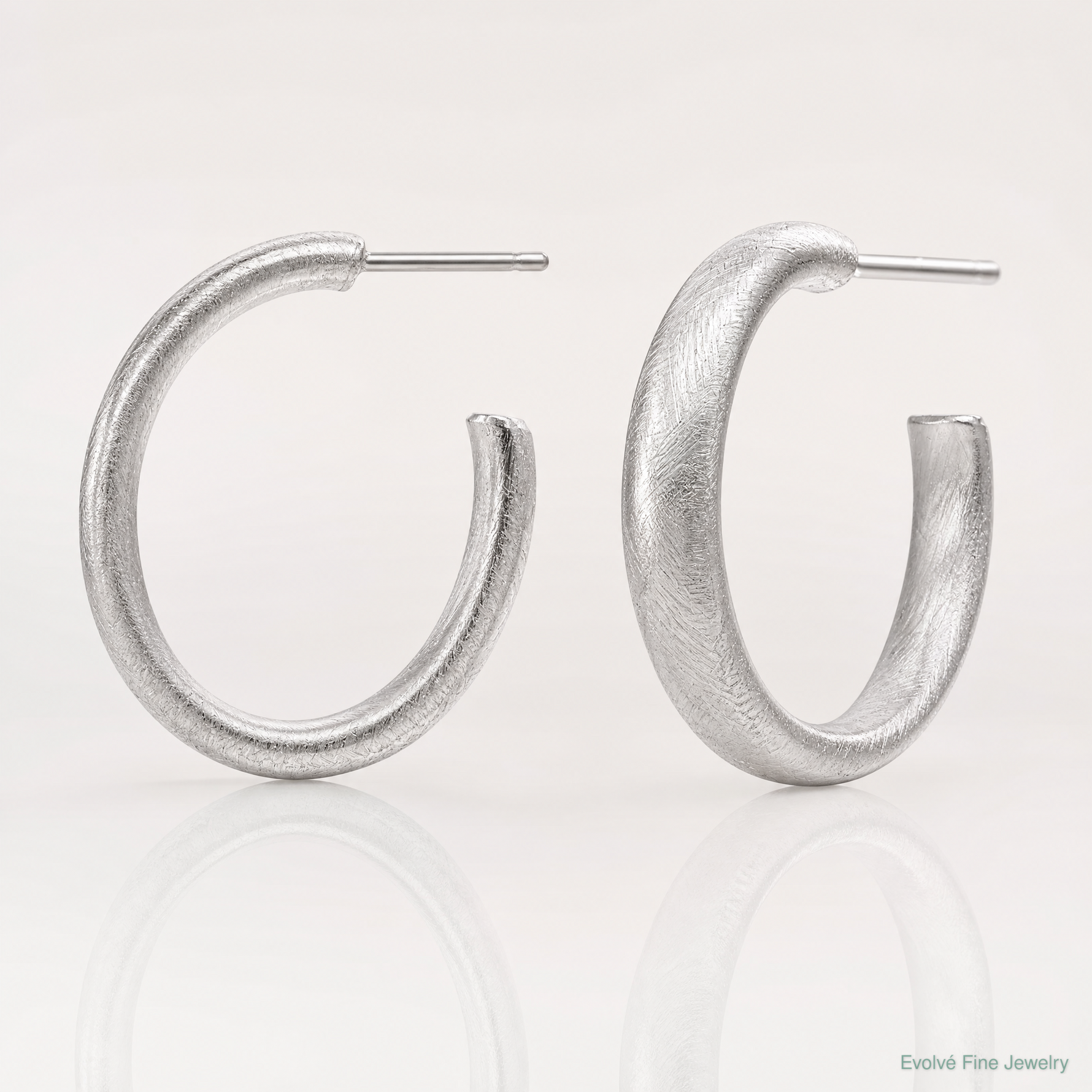 Leslie's Sterling Silver Rhodium-plated Brushed J-Hoop Post Earrings - Lifestyle View
