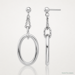 Leslie's Sterling Silver Rh-plated Oval Post Dangle Earrings - Lifestyle View