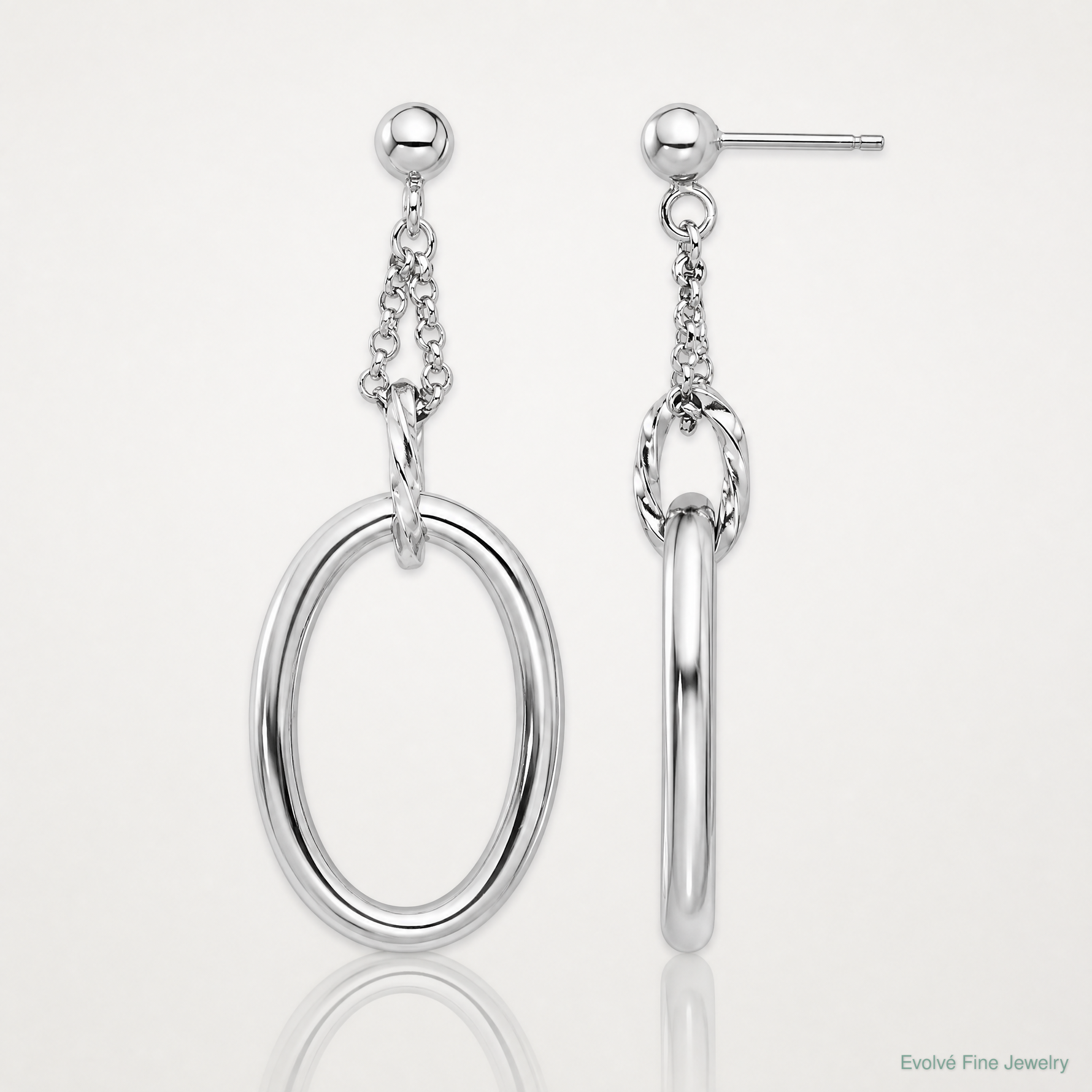 Leslie's Sterling Silver Rh-plated Oval Post Dangle Earrings - Lifestyle View