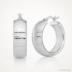Leslie's Sterling Silver Rhodium-plated and D/C Hoop Earrings - Lifestyle View