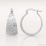 Leslie's Sterling Silver Rhodium-plated Textured Hoop Earrings - Lifestyle View