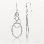 Leslie's Sterling Silver Rh-plated Polished/Textured Ovals Dangle Earrings - Lifestyle View