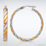 Leslie's SS RH-plated with Gold and Rose-tone Polished Hoop Earrings - Lifestyle View