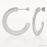 Leslie's Sterling Silver RH-plated Scratch Finish J-Hoop Post Earrings - Lifestyle View