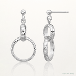 Leslie's SS RH-plat Polished / Dia-cut Circle Link Dangle Post Earrings - Lifestyle View
