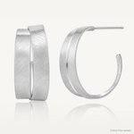 Leslie's Sterling Silver Rhodium-plate Scratch Finish J-hoop Earrings - Lifestyle View
