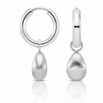Leslie's SS RH-plat Polish/Brushed Teardrop Huggie Hoop Earrings - Lifestyle View