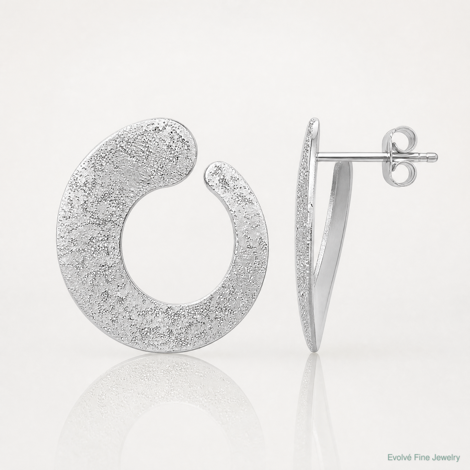 Leslie's SS RH-plt Radiant Essence Textured Tapered Circle Post Earrings - Lifestyle View