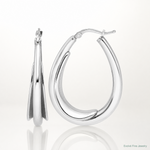 Leslie's Sterling Silver RH-plated Polished Fancy Oval Hoop Earrings - Lifestyle View
