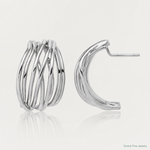 Leslie's Sterling Silver Rh-Plated Polished C-Hoop Post Earrings - Lifestyle View